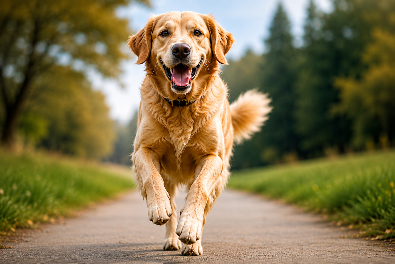Dog walking outdoors