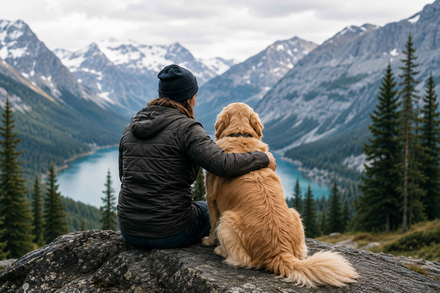 Dog owner spending time outdoors with a dog