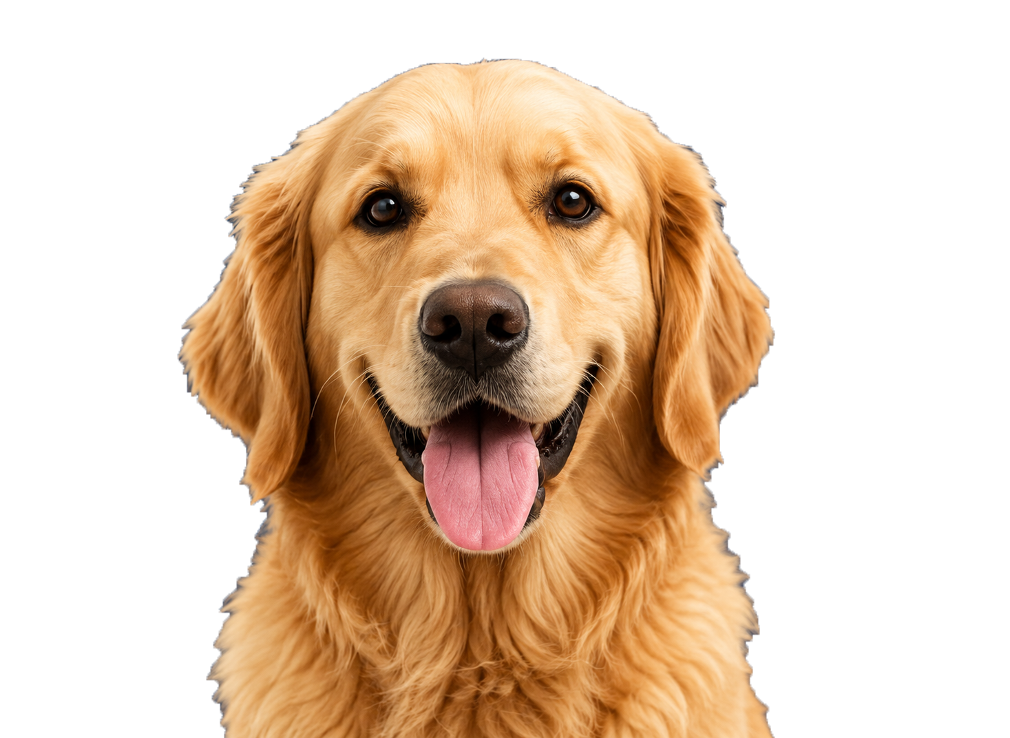Happy golden retriever representing DogPeptides support